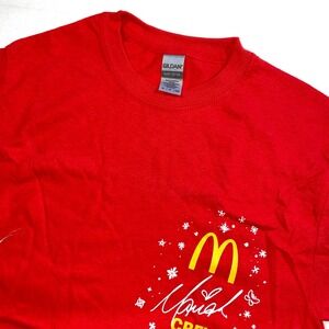 McDonalds Crew Christmas Holiday‎ T Shirt Red Gildan Heavy Cotton Size Small